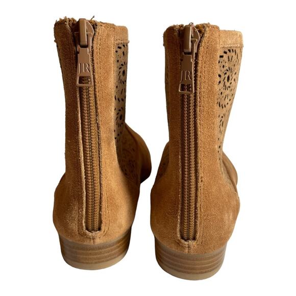 Jack Rogers Tan Suede Laser Cut Ankle Booties 8 - Picture 5 of 10